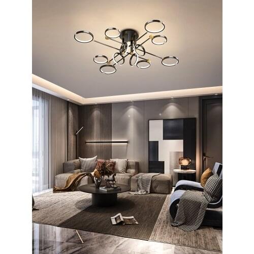Modern LED living room bedroom dimmable Nordic chandelier dining room kitchen gold and black indoor lighting fixtures