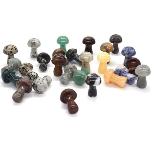 10PCS/ Set 1"Mini Mushroom Figurine Natural Stones Carved Crafts Decor Quartz Healing Crystal Statue Lots Items Wholesae Bulk