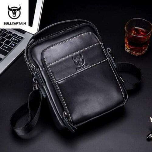BULLCAPTAIN Mens Bags Genuine Leather Bag fo rMen Messenger Crossbody Pack Fashion Handbag shoulder Bag