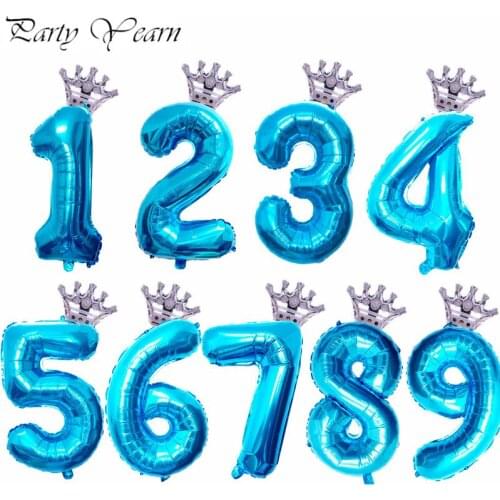 1set Birthday Blue Pink Sliver Gold Number Foil Balloons 1 2 3 4 5 Years Happy Birthday Party Decorations Kids Ballon Supplies