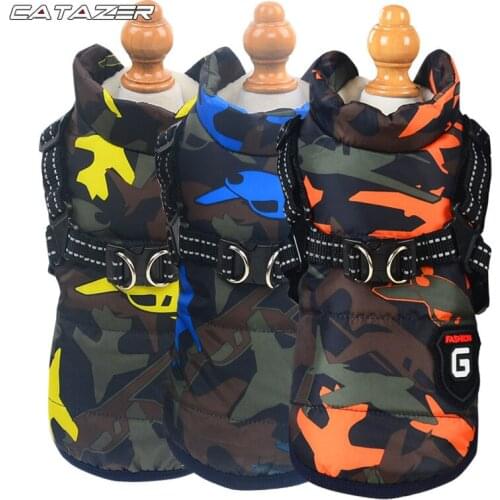 Winter Pet Dog Harness Vest Jacket Chihuahua Clothing Warm Dog Clothes for Small Medium Dogs Camouflage Windproof Puppy Pug Coat
