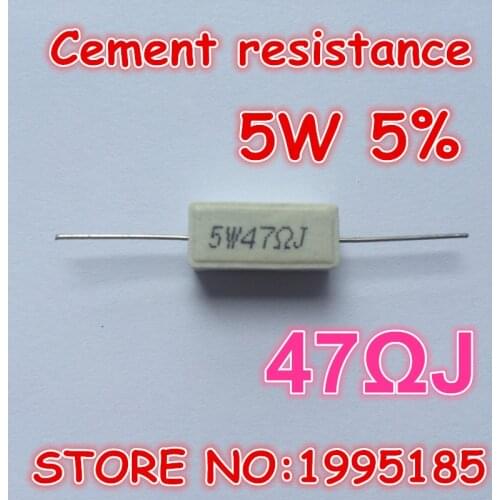 10pcs/lot 5W 5% 47R J 47 Ohm Ceramic Cement Power Resistor 47 RJ