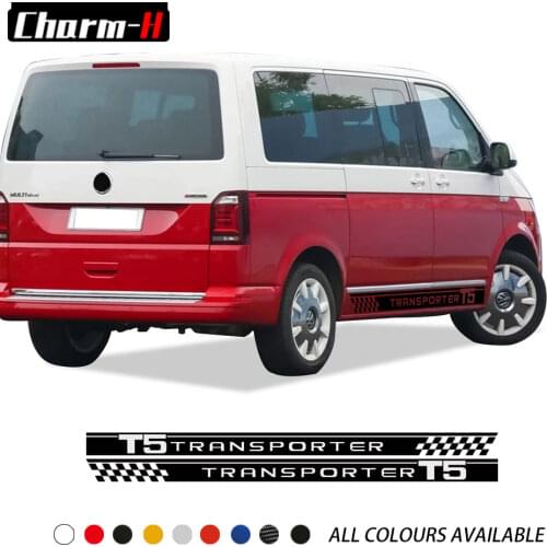 2pcs Side Stripes Stickers Decals For VW Volkswagen Transporter T5 T6 Campervan Vinyl Decal Accessories