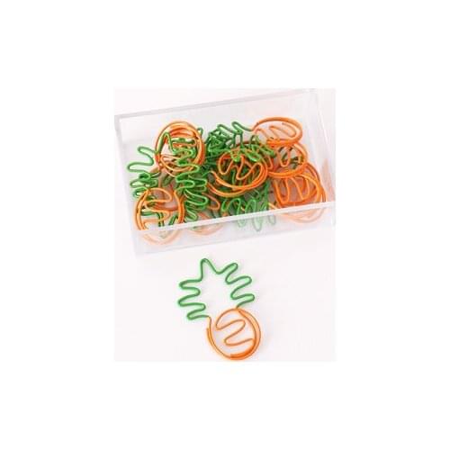 20pcs two-color paper clips pineapple cute shape paper clips bookmark paper clips