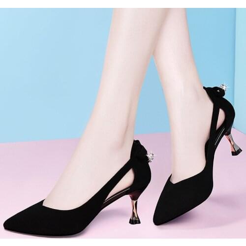 2020 New Mid-heel Sandals Women High-heeled Women Fine-heeled Wild Work Shoes Women Pointed Sexy Shallow Mouth Single Shoes