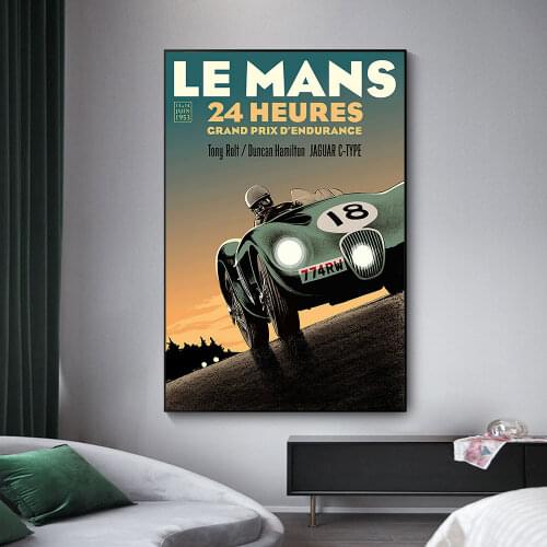 24 Hours Of Le Mans Sports Car Poster Painting Canvas Print Nordic Home Decor Wall Art Picture For Living Room Frameless