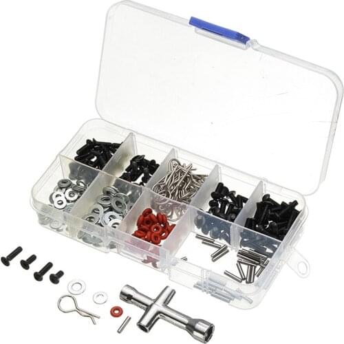 270pcs Flat Head Screws + N3/4 Special Repair Tool and Screws Box Set for 1/10 HSP RC Car include Hexagon Wrench
