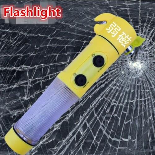 4 IN 1 Utility Tool Emergency Hammer LED Flashlight Seat Belt Cutter Flashing Red Light Warning D15