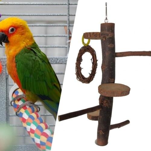 70% Dropshipping!The sturdy suspension design of the pet toy can fix the wooden bird around the stairs pet parrot toy