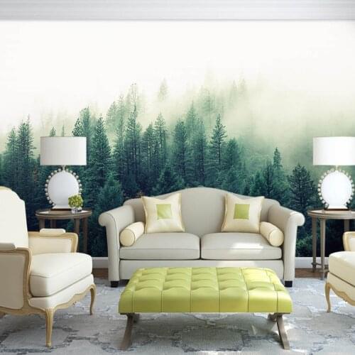 Bacaz Large 3D Papel Murals Nature Fog Trees Forest Wallpaper 3d Wall Mural Wall paper for Bedroom Background 3D Forest stickers