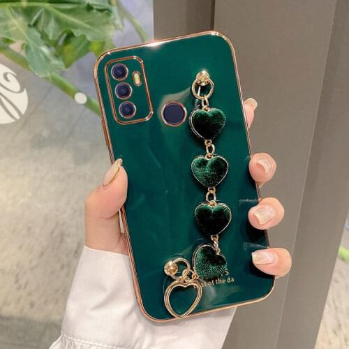 Heart Bracelet Hand Holder Phone Case for Oppo A53 Cover Luxury Strap Cases for oppo a53s Case A52 A32 A53 A53S 2020 Fundas capa