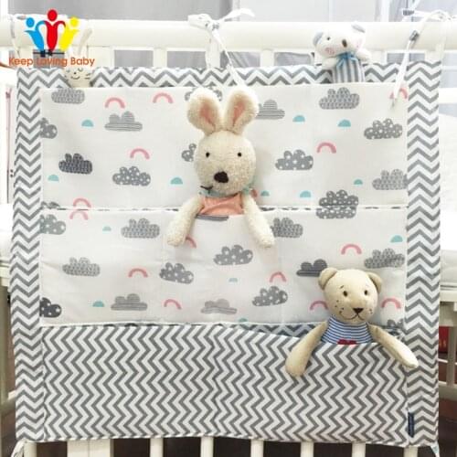 Baby bedding Large Capacity Multi-layer Cotton Crib Cartoon Multi-function Bed Baby Diaper Storage Bag Crib Bumper