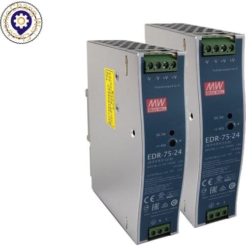 Hot!CNC Original MEAN WELL Din Rail Switching Power Supply AC 110V/220V to DC 24V 75W MW Switching Power Supply for 3D printer