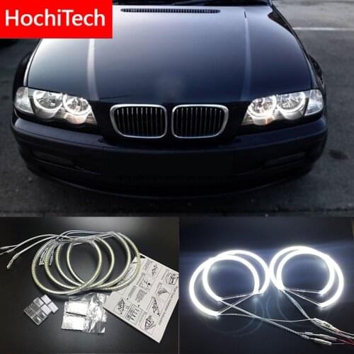 HochiTech for BMW E46 NON PROJECT Coupe Sedan Ultra bright SMD white LED angel eyes 2600LM halo ring kit day light 131mm+146mm