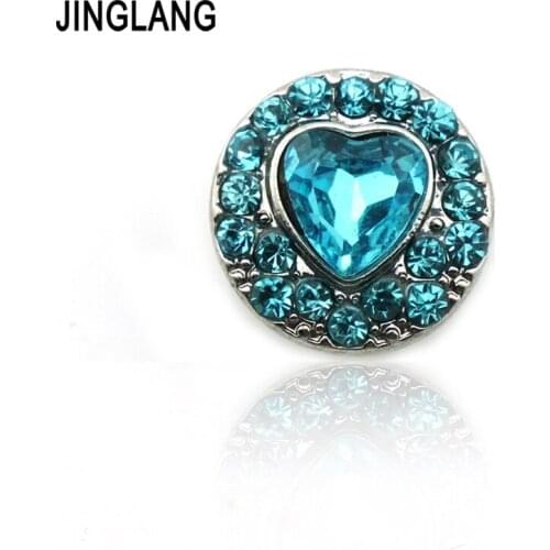 JINGLANG Fashion Blue Crystal Metal 12mm Snap Button Retro Gray DIY Bracelets Accessories Jewelry