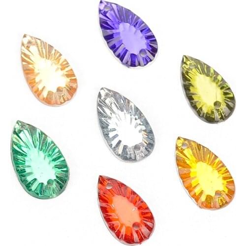 Water Droplets Flatback Resin Sew On Rhinestones Crystals Sewing Strass for DIY Wedding Dress Clothes Accessories needlework