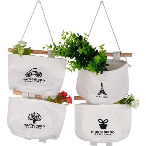 Cosmetic Storage Basket Cotton and linen With Handle Holder Rack Home Organization Hunging Sundries Bag Multi-layer Water-proof