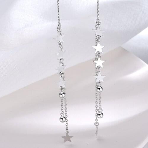 Luckydays New Meteor Shower Ear Line Female Long Tassel Star Ear Chain Earrings Korean Small Fresh Wishing Jewelry
