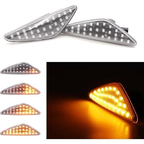 Niscarda 2Pcs Clear Lens Dynamic LED Fender Side Marker Turn Signal Lamps For BMW X5 E70 X6 E71 E72 X3 F25 Amber