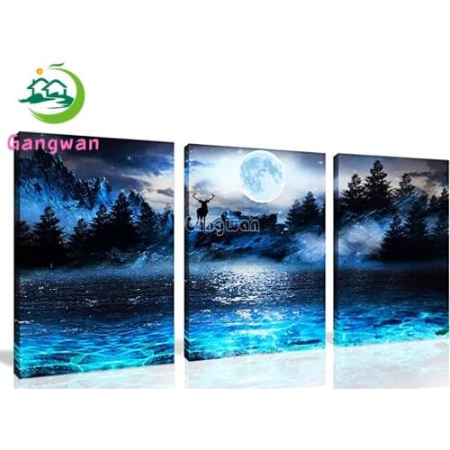 Deer Ocean Landscape Pictures Diamond Embroidery Picture Of Rhinestones Full Square 5d Diy Painting Cross Stitch Triptych decor
