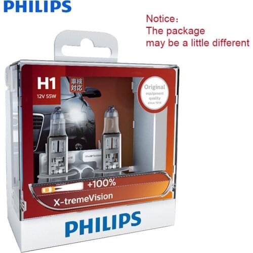 Philips Original H1 H4 H7 H11 HB3 HB4 X-treme Vision Car Headlight Bright Halogen Bulbss ECE Approve 100% More Vision, Pair