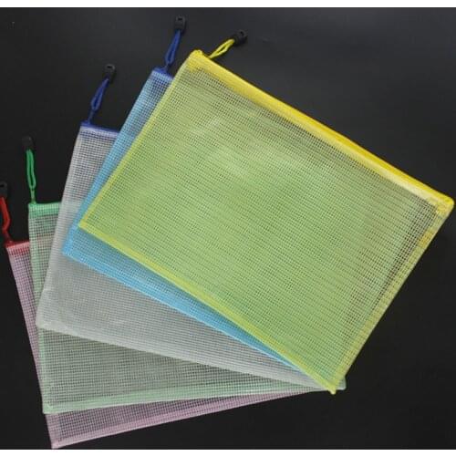 A3/A4/A5/A6 Gridding Transparent Document Bags PVC School Stationery Organizer With Zipper File Storage Bags With Handle Rope