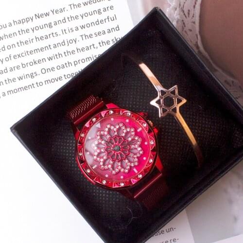 Luxury 2pcs Set Women Watch Bracelet Fashion Magnet Buckle Quartz Wristwatch Bangles Ladies Female Clock Reloj Mujer Box Gift