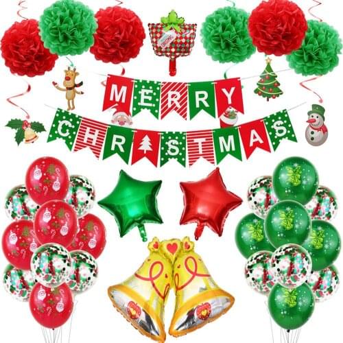 Merry Christmas Balloons Set Decoration Santa Claus Snowman Foil Ballon Merry Christmas Letter Balloon Supplies Home Party Ball
