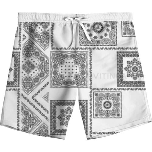New Fashion Bandana 3D Print Paisley Woman Men Summer Beach Loose Shorts Casual Pants Polyester V8