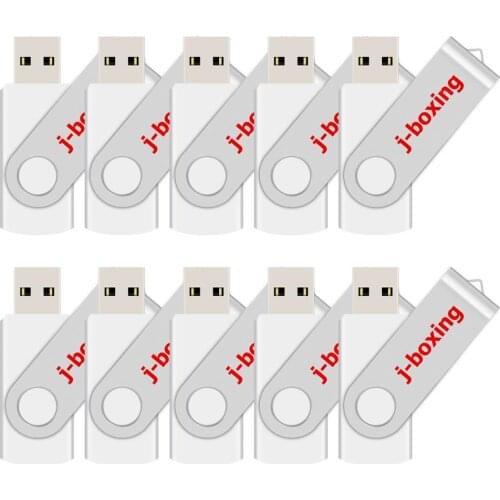 J-boxing 10PCS USB Flash Drives 16GB Metal Swivel USB 2.0 Memory Stick 1GB 2GB 4GB 8GB Rotating Pendrives 32GB Jump Drive White