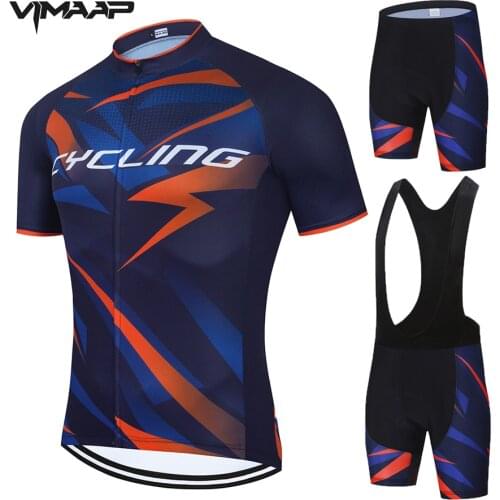 VIMAAP 2021 Summer Cycling Jersey Set Men Short Sleeve shirt Bike Bib Shorts MTB Bike Clothes Breathable Cycling Clothing Sets