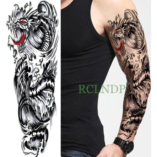 Waterproof Temporary Tattoo Sticker dragon cool Animal full arm fake tatto flash tatoo sleeve large size for men women lady