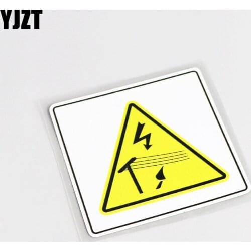 YJZT 9.5CM*9CM Personality BEWARE OF OVERHEAD WIRES &UNDERGROUND SERVICES PVC Car Sticker Decal 13-0376
