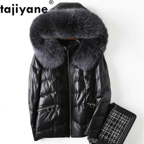 Womens Jacket Leather Fox Fur Collar Women Down Jacket Sheepskin Coat Female Winter Coats and Jackets Y8603Q71 WPY566