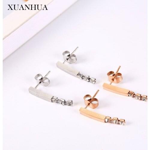 XUANHUA Rose Gold Stud Earrings for Women Stainless steel Jewelry Woman Vogue 2019 Fine Jewelry Accessories Wholesale lots bulk