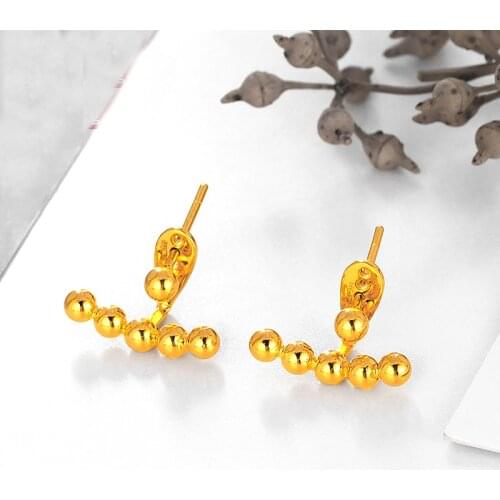 New Arrival 24K Yellow Gold Earrings Women 999 Gold Stud Earrings Fashion Earrings