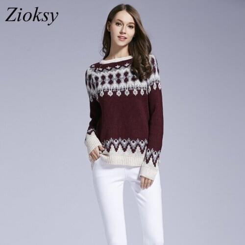 Zikosy 2017 New Autumn Winter Fashion Women Knitted Sweater O-Neck Long Sleeve Loose Pullover Female Jumper Tricot Tops