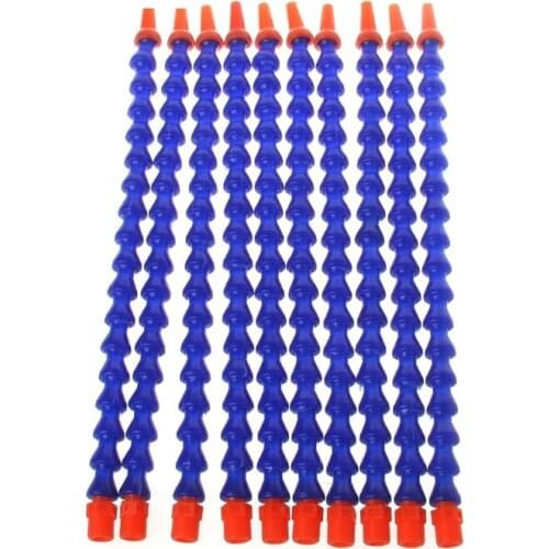 10 Pcs Round Nozzle 1/4PT Flexible Oil Coolant Pipe Hose Blue Orange