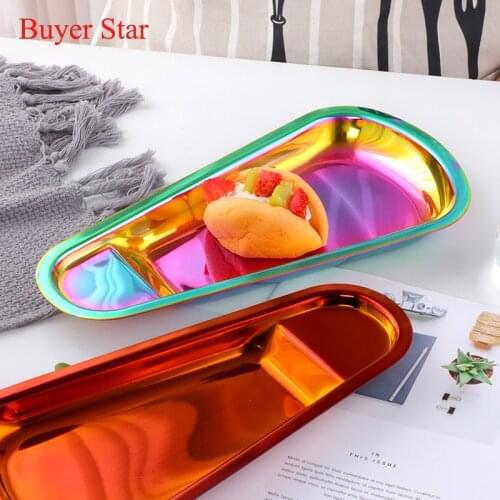 2PCS Decorative Towel Tray Gold Stainless Steel Serving Storage Tray Fruit Snack Dessert Plate Metal Tray Storage Supplies