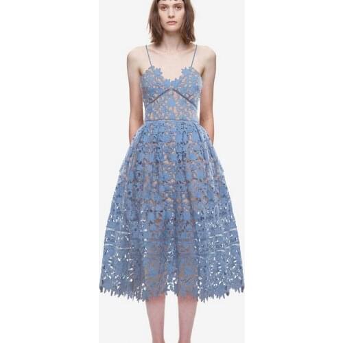 2018 Summer New arrival High Quality Hollow-out V Collar Runway Sexy Flower Lace Long Dress