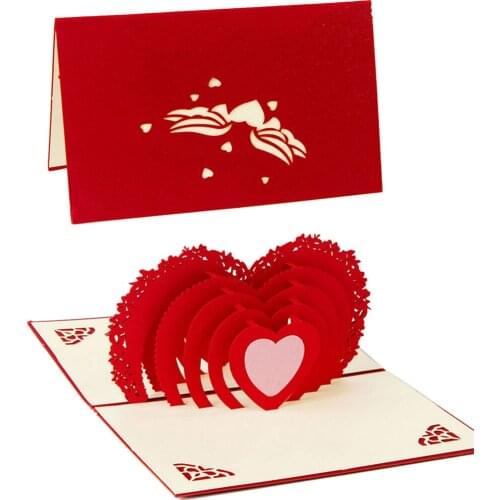 2020 New 3D Pop Up Card Heart to Heart Anniversary Valentine Birthday Thank You Christmas