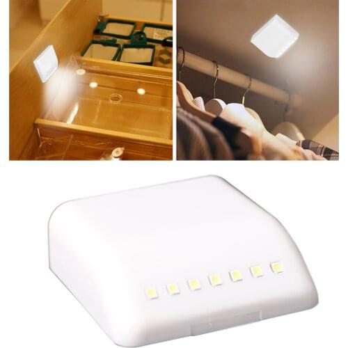 5x Motion Sensor LED Night Light Mini 7 LEDS PIR Induction Closet Lamp Under Cabinet Drawer Light Battery Powered for Cupboard
