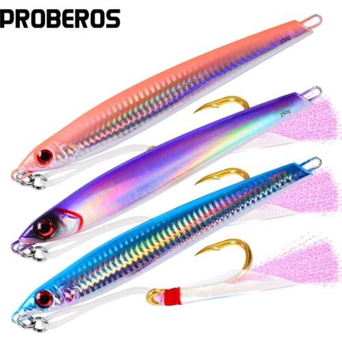 7PC Metal Fishing Lure Lead Fish Deep Ocean Sea Jigging Fishing Sea Baits 250G/17CM Metal Jigging with 14# Ise Nepal Hooks