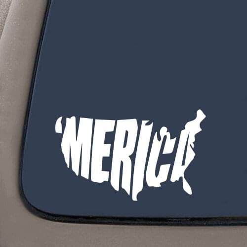 NI141 'Merica White Vinyl Decal | Die-Cut window, car, truck, tool box, virtually any hard, smooth surface | 5.75" X 3.5"