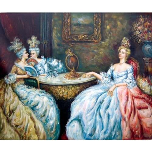 Free shipping classical fairlady meeting canvas prints court figures oil painting printed on canvas wall decoration picture