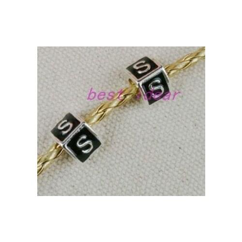 Free Shipping!Letter Metal Beads 50pcs/lot Alloy Triangular "S" Charms Bead Fit Bracelet and Diy European Necklace