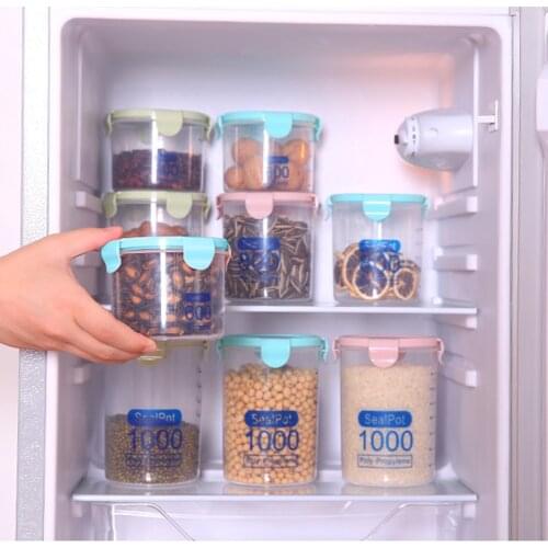 Household Buckle Food Grade Transparent Plastic Storage Box Lid Lock Tightly Sealed Bean Sealed Container Storage Jar