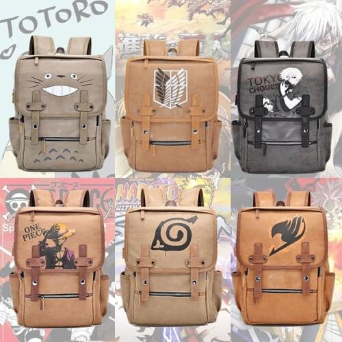 Attack On Titan Tokyo Ghoul One Piece Totoro Fairy Tail Cosplay School Backpack Travel Shoulder Bag Gift