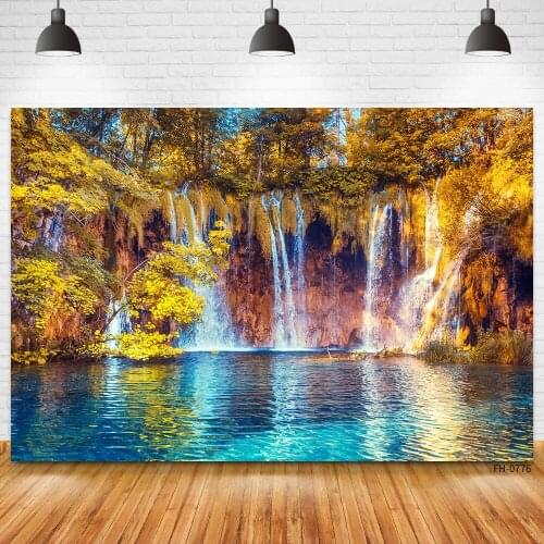 Dreamy Forest Jungle Waterfall Lake Trees Baby Fairy Princess Girl Birthday Photography Backdrop Wonderland Photocall Background