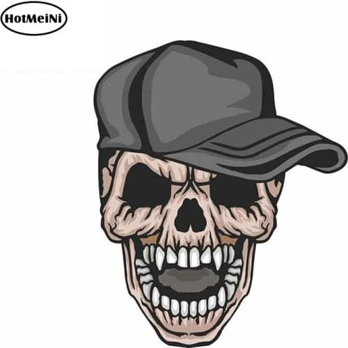 HotMeiNi 13cm x 10.8cm for Skull with Hat Cartoon Anime Funny Car Stickers RV VAN 3D DIY Fine Decal Vinyl JDM Truck Graphics